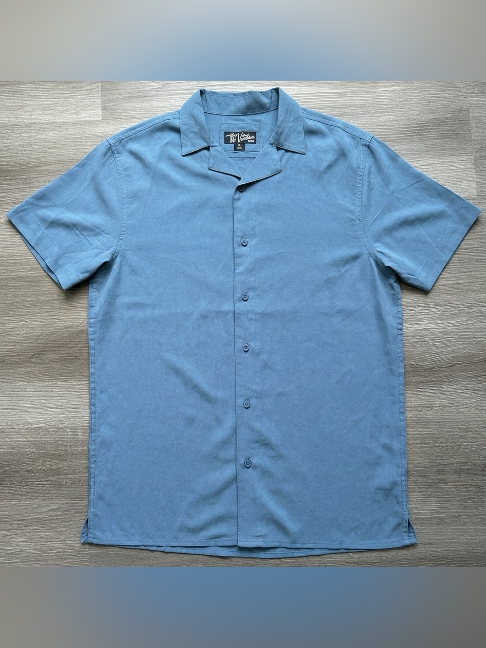 Mens L Blue Rayon Camp Collar Shirt Bluenotes Vacation Resort Cuban Button up